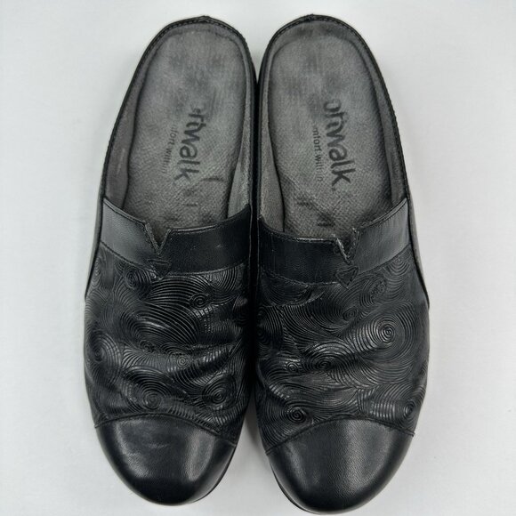 Softwalk Women's Black San Marcos Woven Circle Print Clog Mules US 8 - Picture 4 of 15